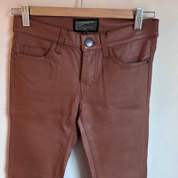 Current/Elliott Camel Brown Ankle Skinny Leather pants size 24 - Picture 4 of 14
